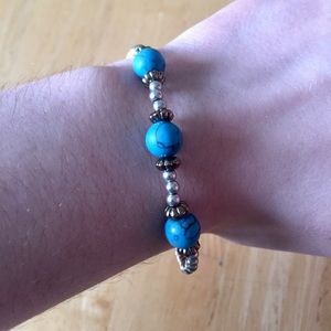 Turquoise & Silver Beaded Bracelet